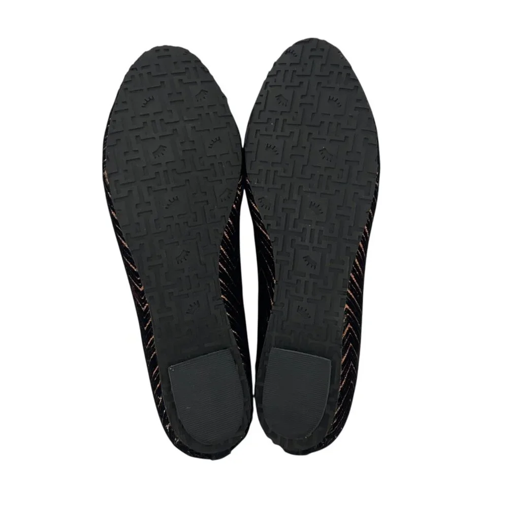 Elaine Turner‎ Velvet Black Copper Slip On Ballet Flats (8.5)